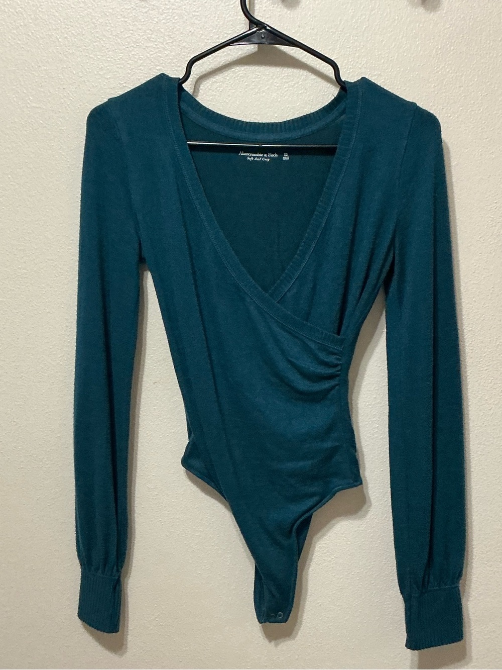 Abercrombie & Fitch Teal Wrap-Front Long-Sleeve Bodysuit